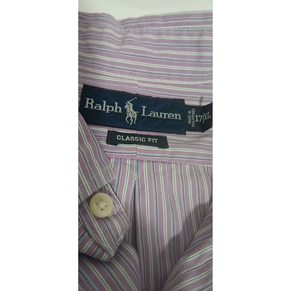 Ralph Lauren Mens XL Classic Fit Purple Striped Long Sleeve Button Down Shirt - Picture 3 of 5